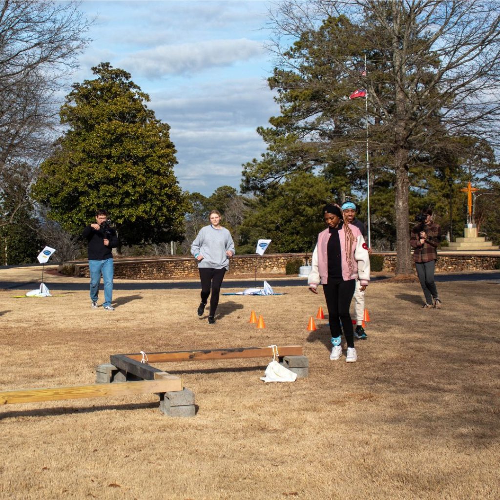 Survivors competing in a challenge