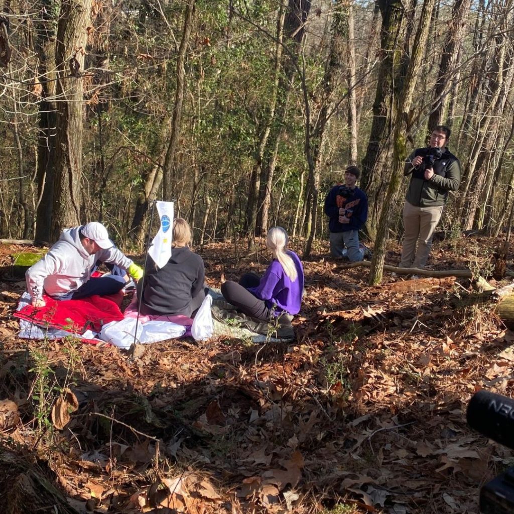 Crew and Cast in woods